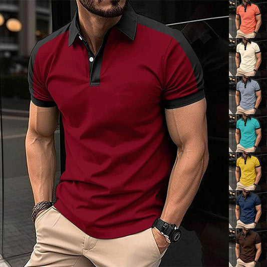 Men's Short Sleeve Business Shirt Summer Casual Polo Shirts - YAXSO