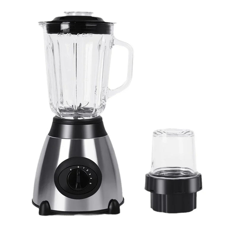 Household multifunction blender with clear jar and small black grinder cup