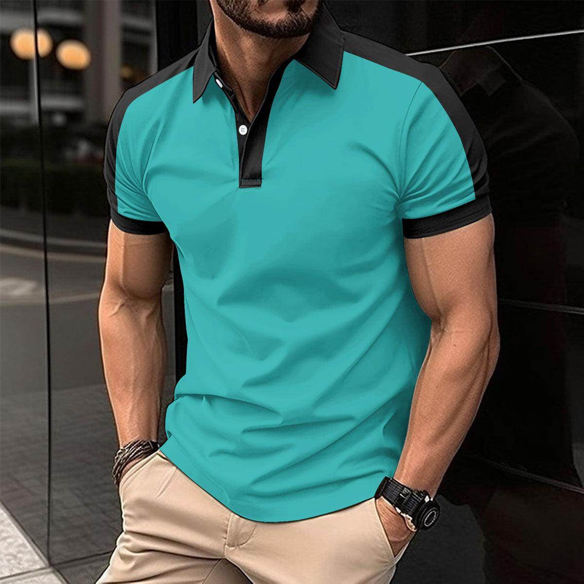 Men's Short Sleeve Business Shirt Summer Casual Polo Shirts - YAXSO