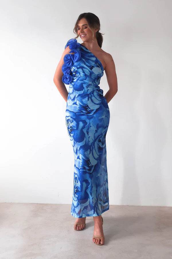 Women's Slim Sleeveless Three-dimensional Flower Dress - YAXSO