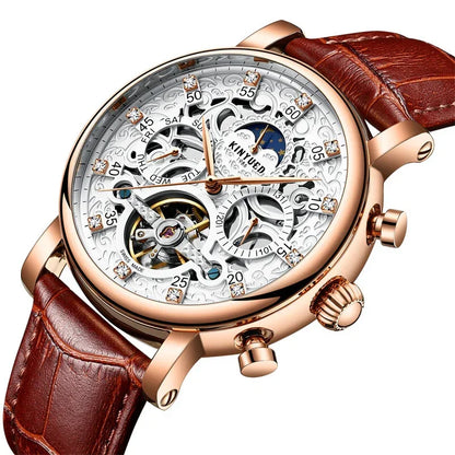 KINYUED genuine automatic leather men's mechanical watch - YAXSO