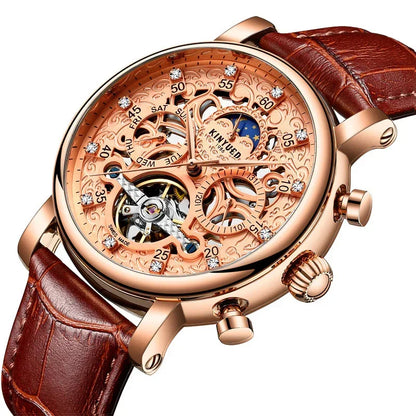 KINYUED genuine automatic leather men's mechanical watch - YAXSO