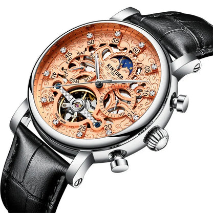 KINYUED genuine automatic leather men's mechanical watch - YAXSO