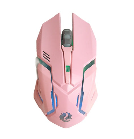 Pink gaming mouse with green accents. YAXSO UAE ONLINE STORE