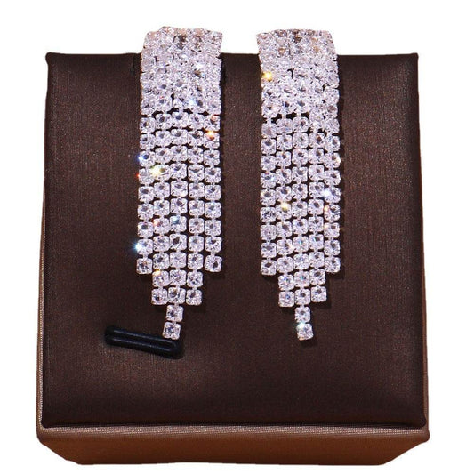 Micro Inlaid Zircon Tassel Necklace Four-piece Set - YAXSO