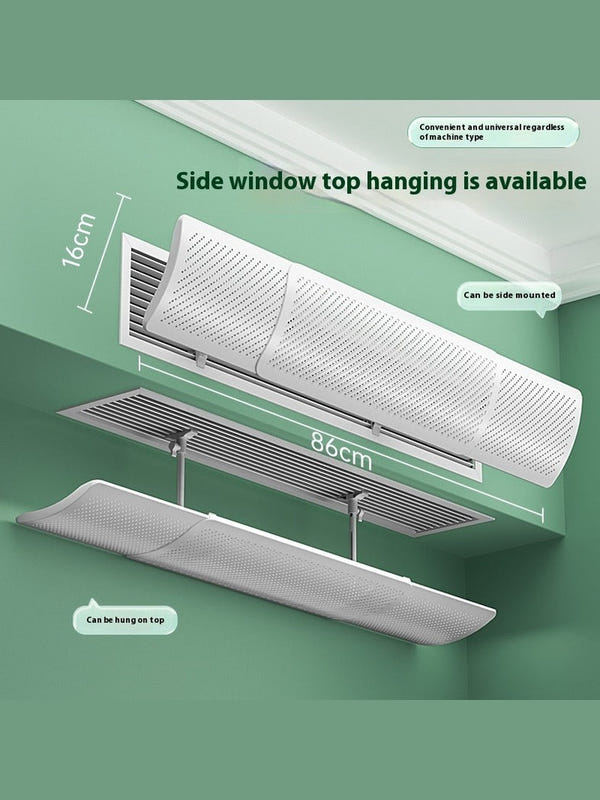 Side top-hanging wind-guiding hood for central AC, white perforated, 86cm length