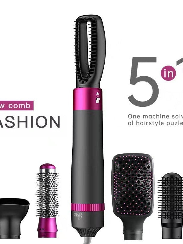 5-in-1 hair styling tool with attachments on a white background