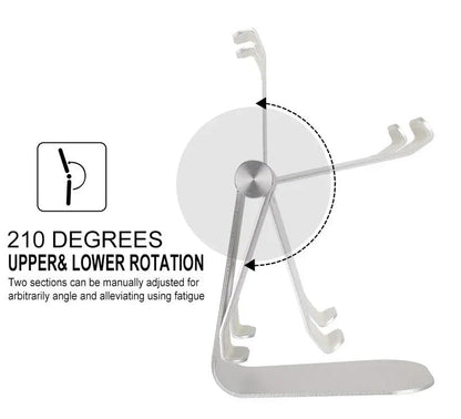 Adjustable stand holder with 210° rotation for tablet and phone viewing angles