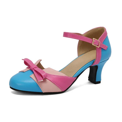 Colorful Buckle Strap Mid Heel Sandals - YAXSO