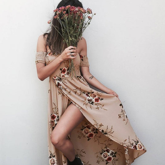 Boho Style Off-Shoulder Long Summer Beach Dress