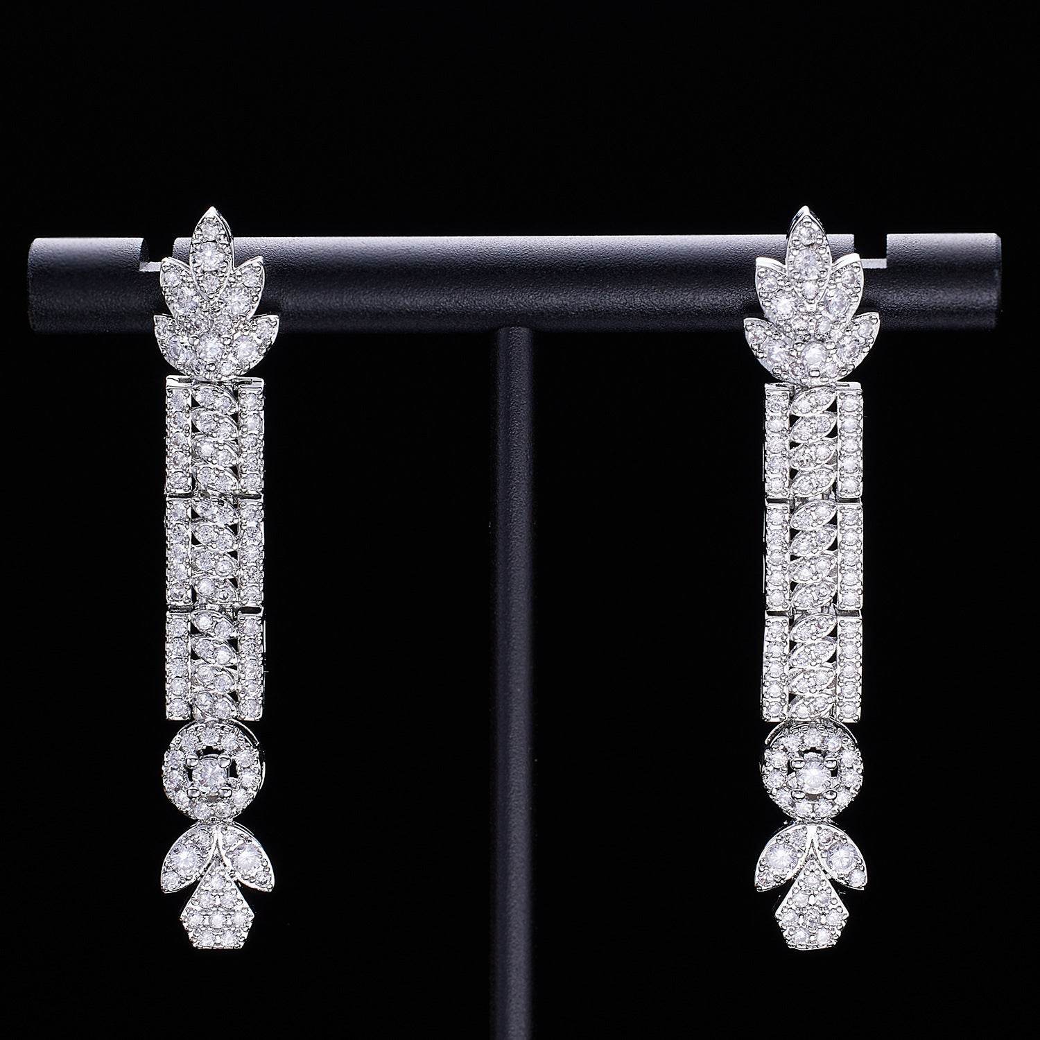 Necklace Earring Ring Tassel Jewelry Full Diamond Suit - YAXSO