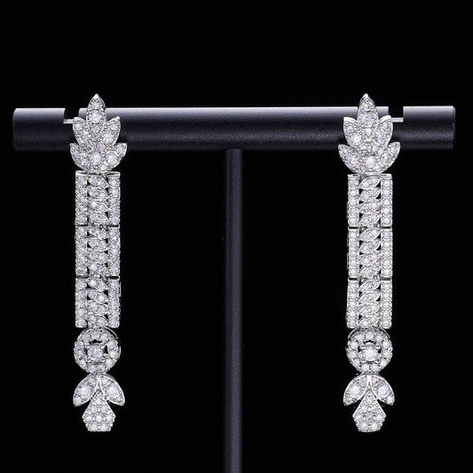 Necklace Earring Ring Tassel Jewelry Full Diamond Suit - YAXSO