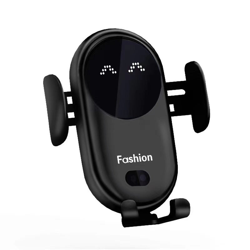 Black car wireless phone charger holder with adjustable side grips