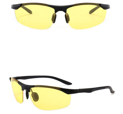 Sports cycling sunglasses with black frame and yellow polarized lenses