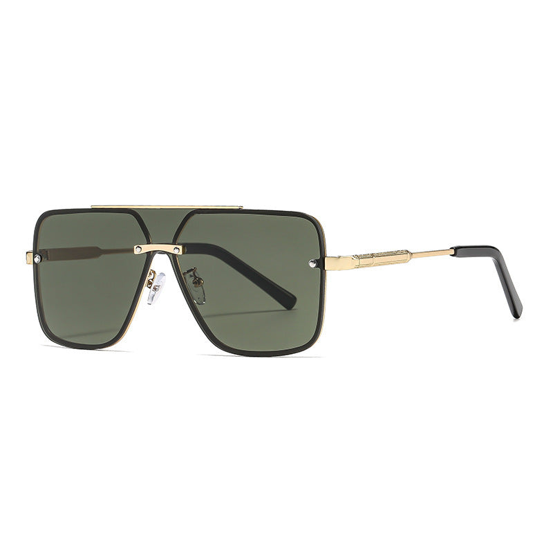 Aviator sunglasses with a white frame and dark lenses on a white background