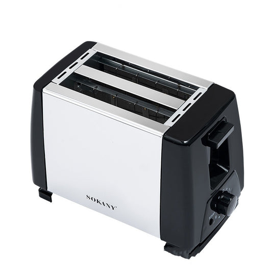 Black and silver toaster with 'SOKANY' branding on a white background