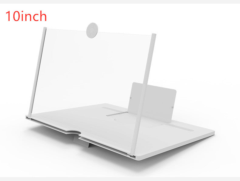 White 10-inch 3D mobile screen magnifier stand with clear viewing panel