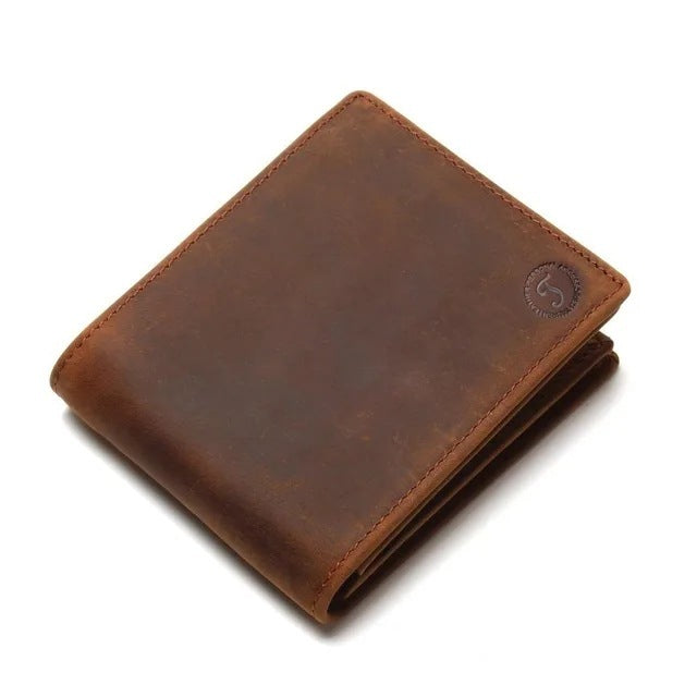 Brown leather wallet on a white background