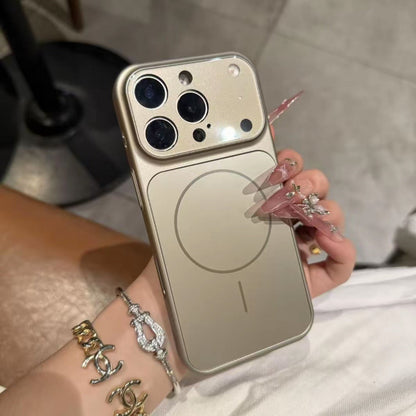 Magnetic phone case with nano frosted glass back, light beige