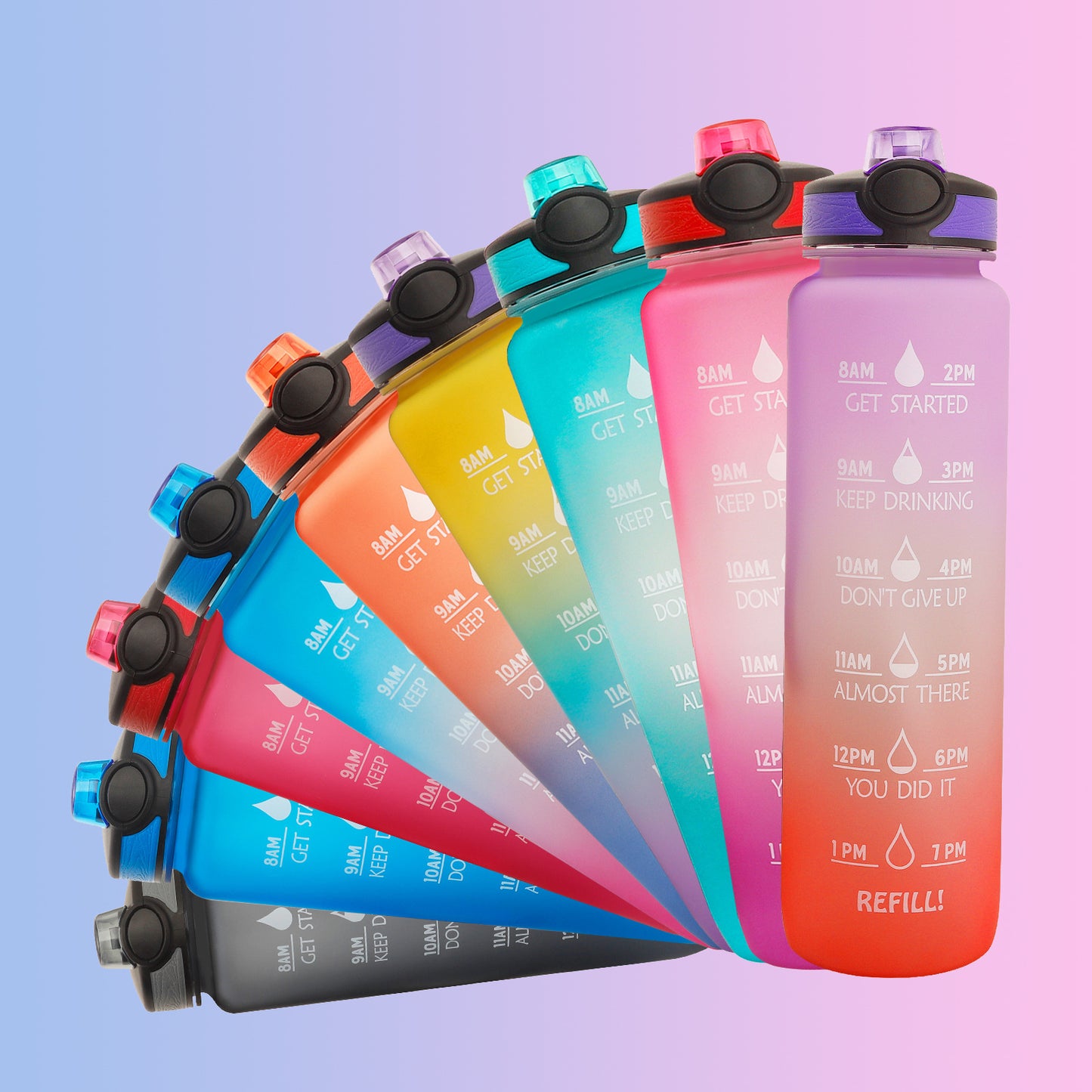 1L Tritan Motivational Water Bottle – Time Marker