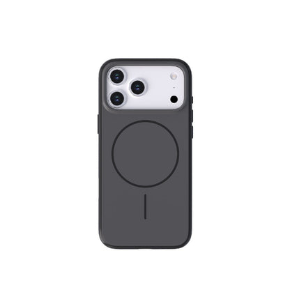 Dark gray phone case with a circular design on a white background