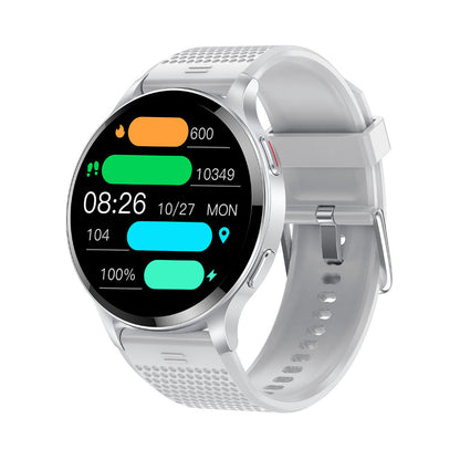 Smartwatch with a white band on a white background