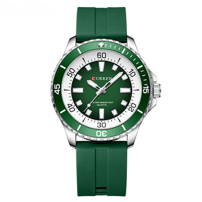 CURREN quartz watch with green dial, green bezel and matching green strap