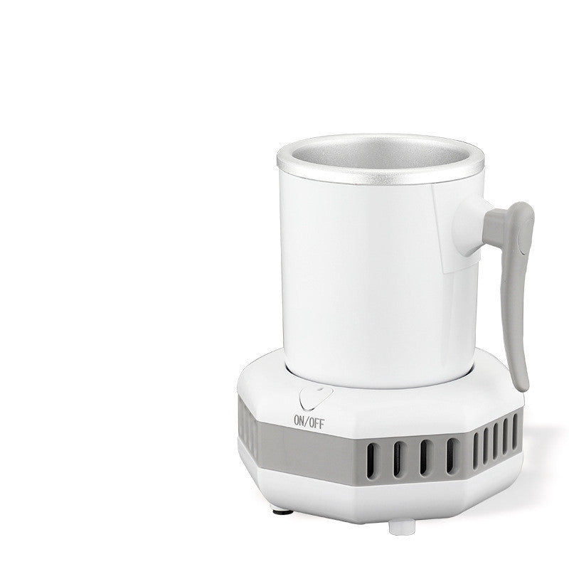 White and gray electric mug cooler on a white background