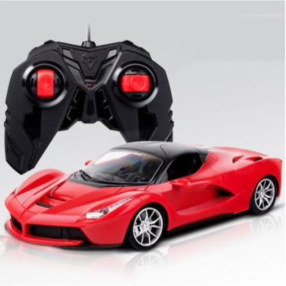 Red toy car with black remote control. YAXSO UAE ONLINE STORE