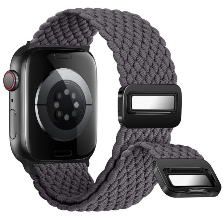 Smartwatch with a gray braided band on a white background