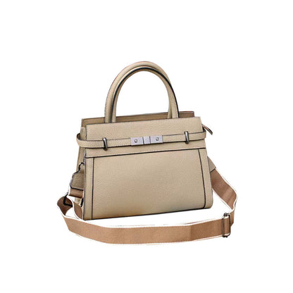 Beige handbag with a strap on a white background