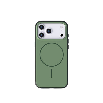 Green phone case with a circular design on a white background