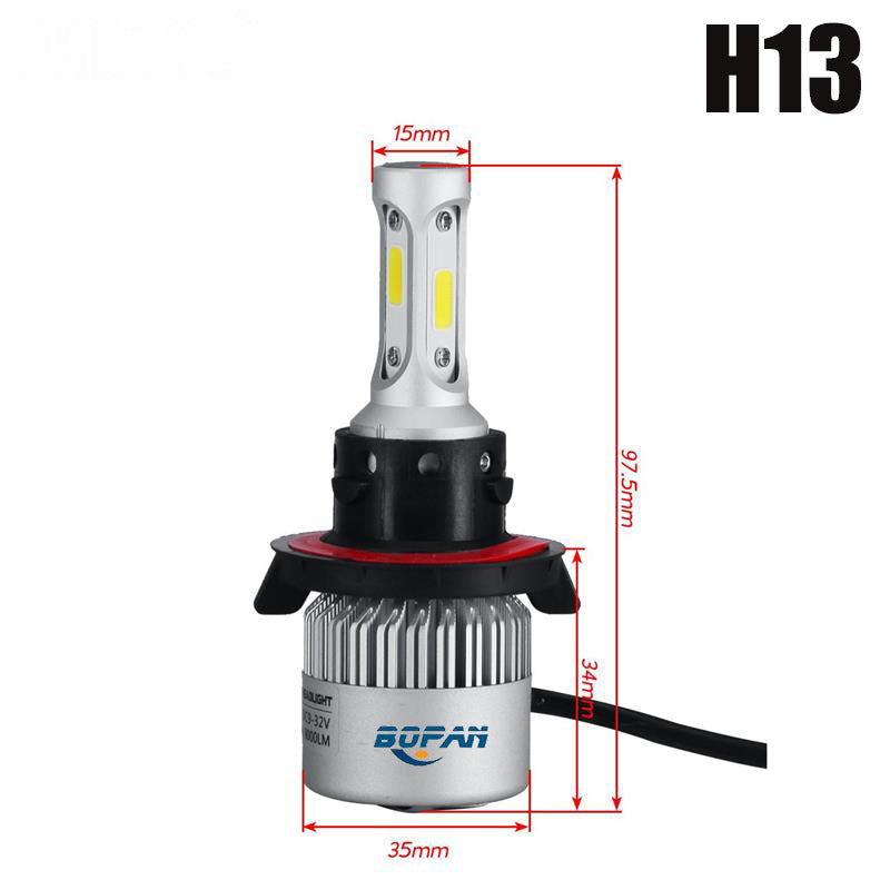 H13 Car headlight bulb with dimensions and Bofan branding on a white background