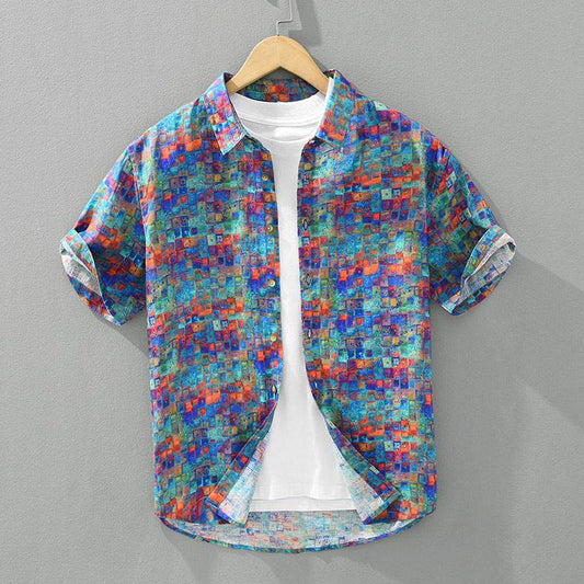 New Casual Printed Men's Short Sleeve Shirt - YAXSO