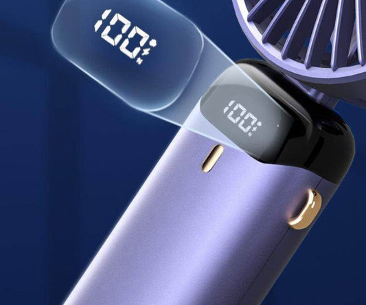 USB Rechargeable Mini Portable Handheld Electric Fan Foldable Neck Hanging Outdoor Fan Adjustable 5 Speed Powerful Air Cooler - YAXSO