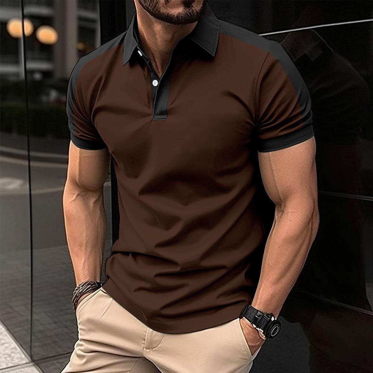 Men's Short Sleeve Business Shirt Summer Casual Polo Shirts - YAXSO