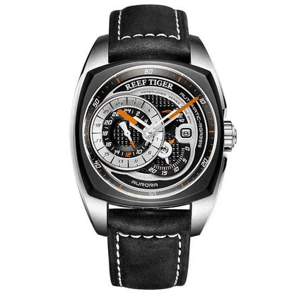 Reef Tiger Aurora Forerunner Men’s Automatic Watch – Leather Strap - YAXSO