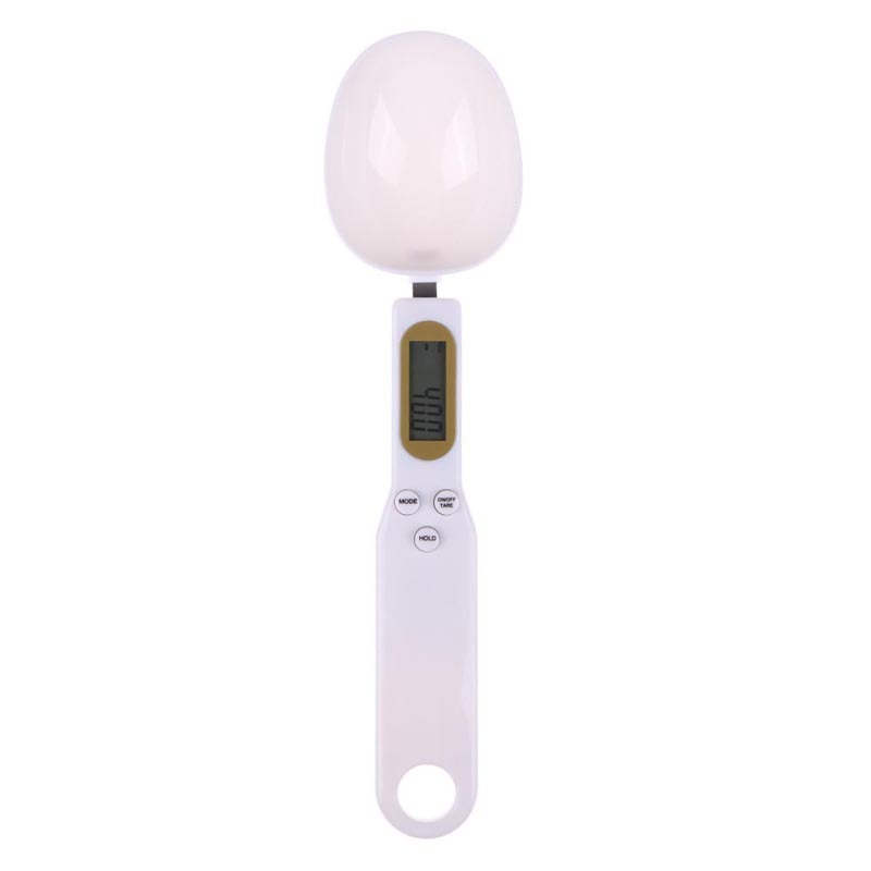 Light pink LCD digital kitchen scale spoon with round weighing cup