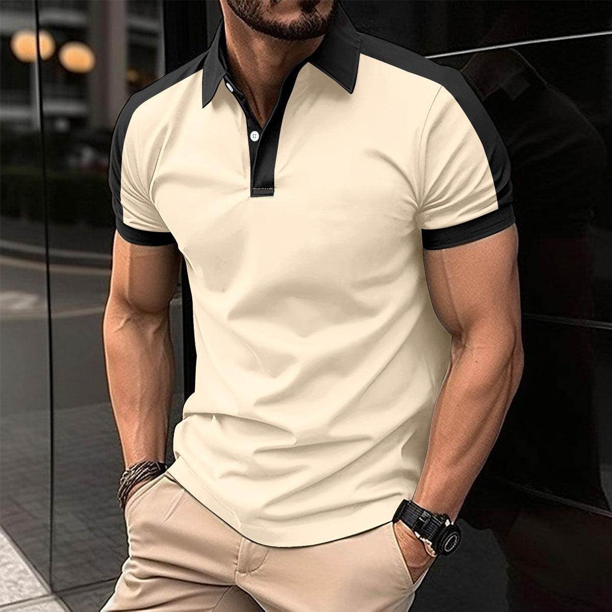 Men's Short Sleeve Business Shirt Summer Casual Polo Shirts - YAXSO