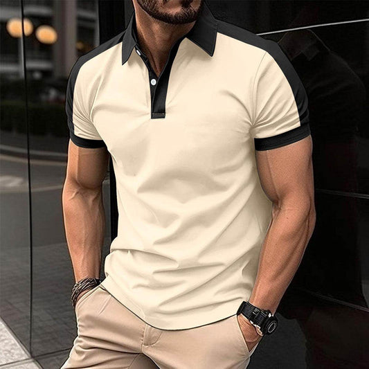 Men's Short Sleeve Business Shirt Summer Casual Polo Shirts - YAXSO