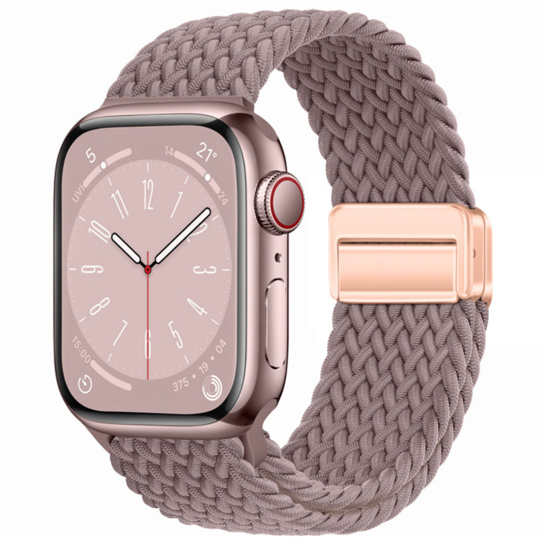 Smartwatch with a braided band on a white background