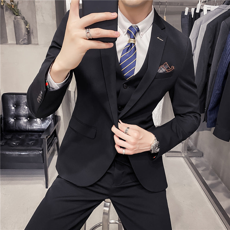 Three-piece Solid Color Men's Suit