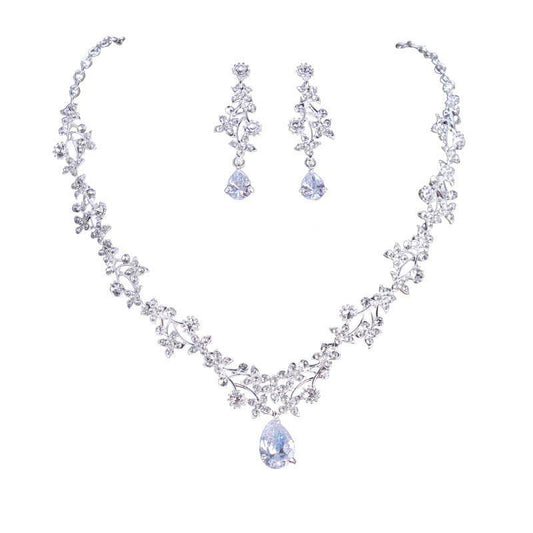 Zircon Necklace Earrings Set Mori Girl Series - YAXSO
