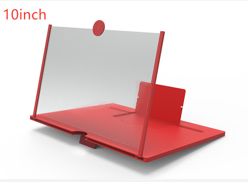 Red 10-inch 3D mobile screen magnifier stand with clear viewing panel