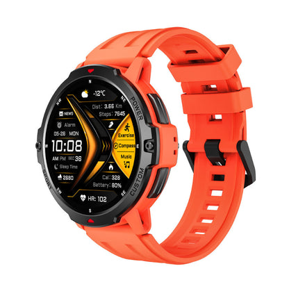 Smartwatch with an orange band on a white background
