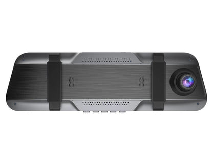 Car dashboard camera with a black strap on a white background