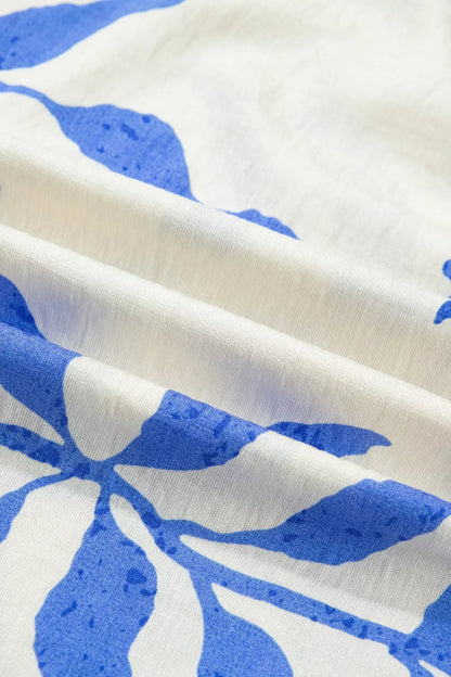 Close-up of blue and white floral patterned fabric