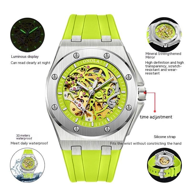 Tape Waterproof Luminous Hollow Automatic Mechanical Watch - YAXSO