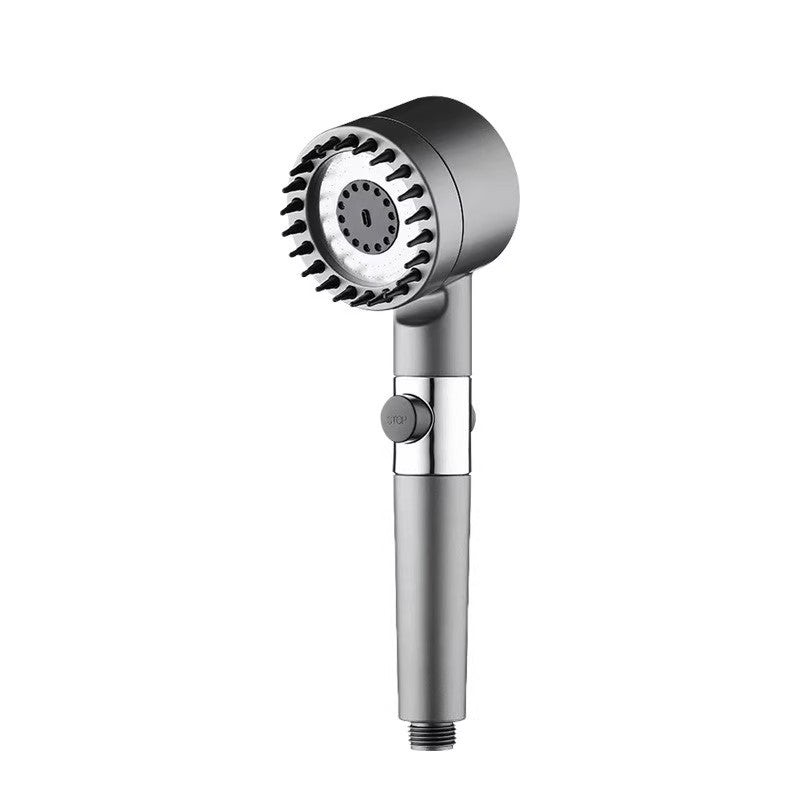 Handheld showerhead with round multi-hole spray face and side control button