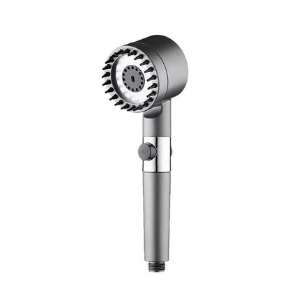 Handheld showerhead with round multi-hole spray face and side control button